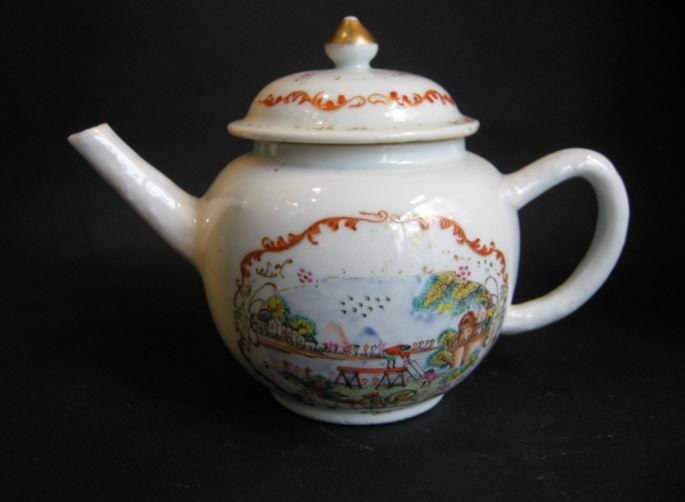 Teapot porcelain Meissen style - The pit sawyers - after an engraving of S Le Clerc | MasterArt